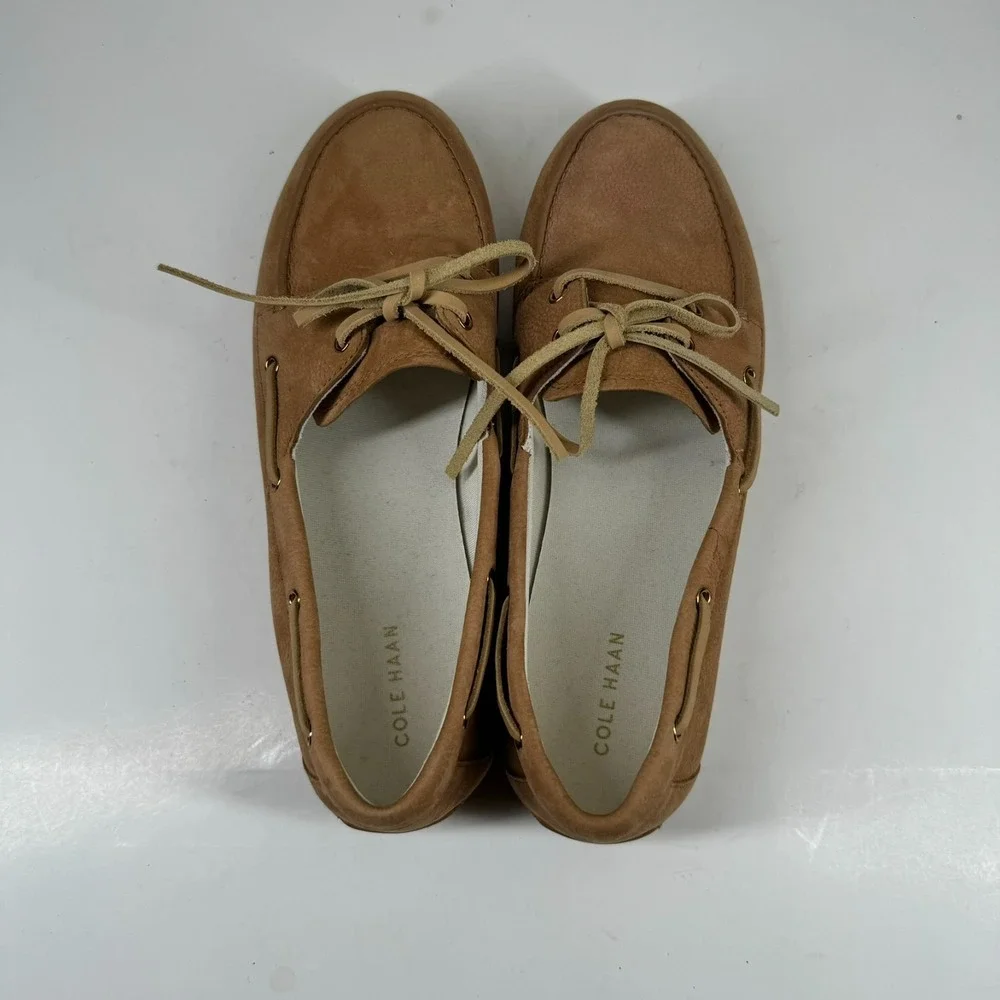 Cole Haan Women's US 9.5B Brown Leather Comfort Boat Moc Loafer Shoes W33652
